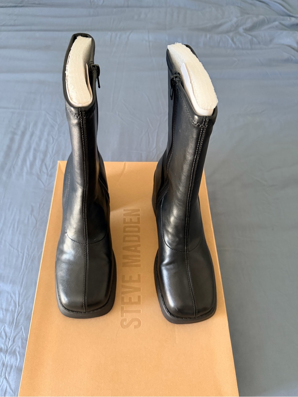 Black Platform Block Heel Women's Boots - Picture 5 of 5